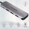 AXAGON HMC-5 Wieloportowy hub USB 5in1, 5Gbps, 2x USB-A, HDMI 4K/30Hz, SD/microSD, PD 100W, 20cm USB-C kabel